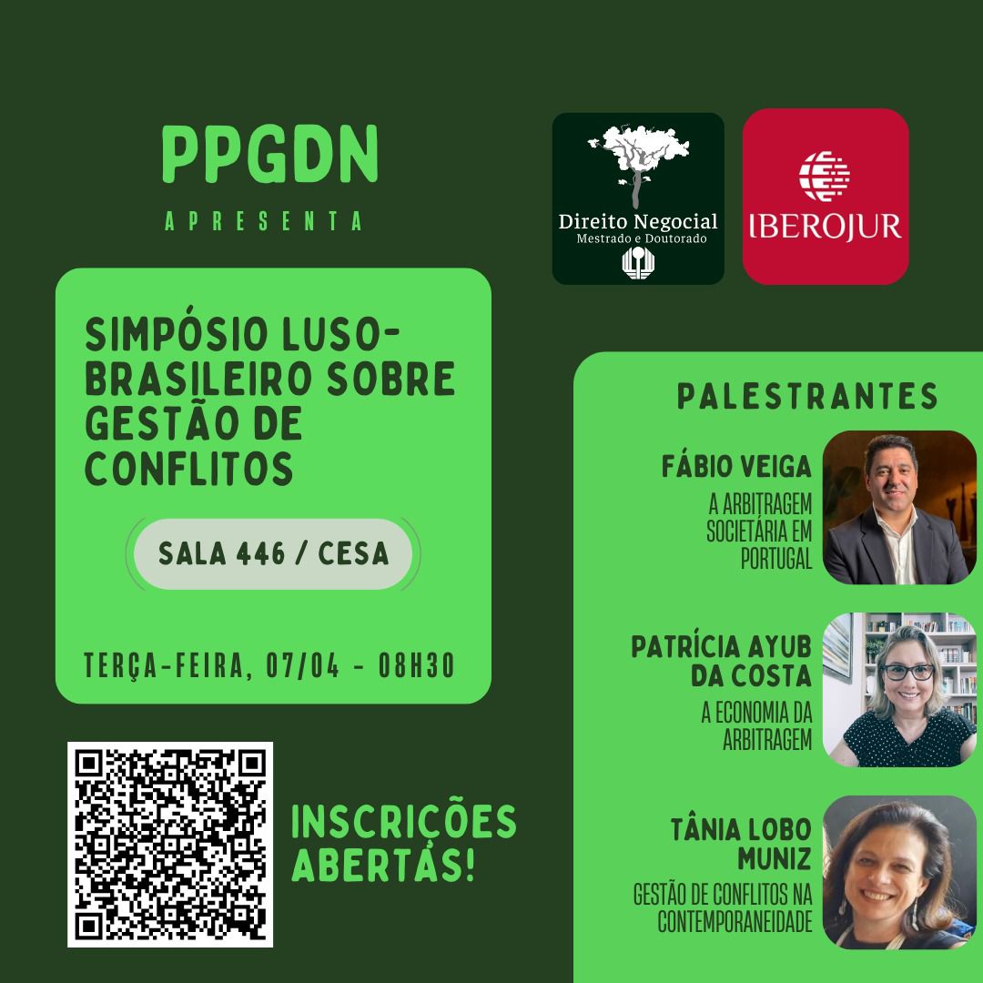 PPGDN e IBEROJUR promovem Simpósio Luso-Brasileiro sobre Gestão de Conflitos