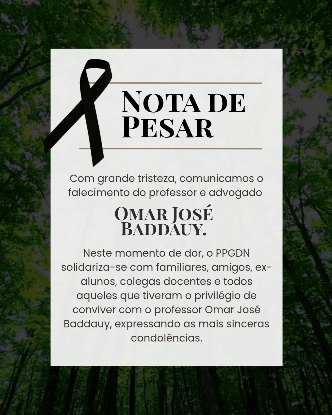 NOTA DE PESAR – Dr. Omar José Baddauy