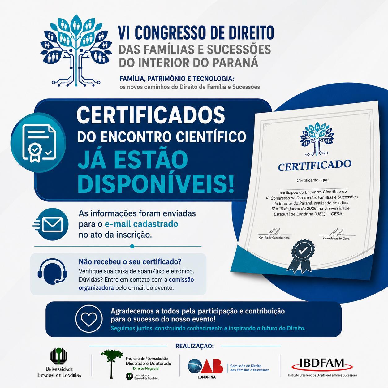 Certificados do Encontro Científico já estão disponíveis