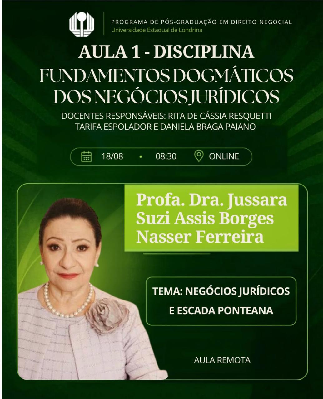 Início da disciplina “Fundamentos Dogmáticos dos Negócios Jurídicos” marca abertura das atividades acadêmicas do semestre