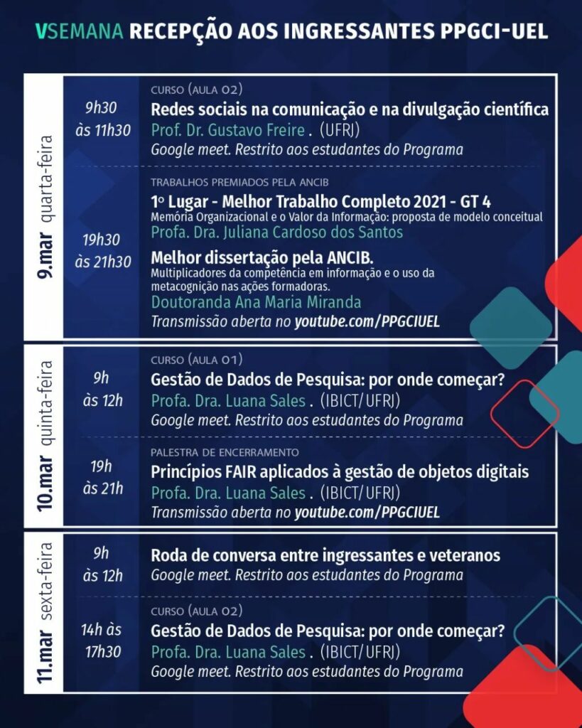 Programação 9 a 11 de março